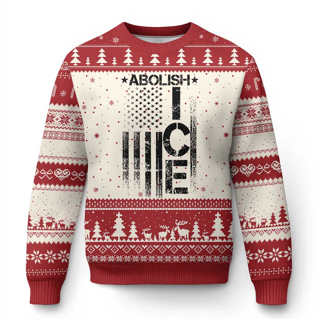 Abolish ICE Ugly Christmas Sweater Vintage American Flag