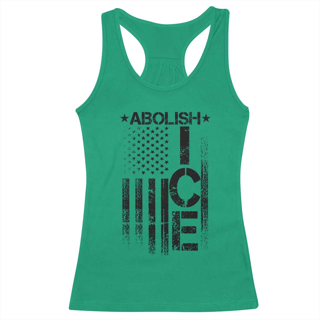 Abolish ICE Racerback Tank Top Vintage American Flag