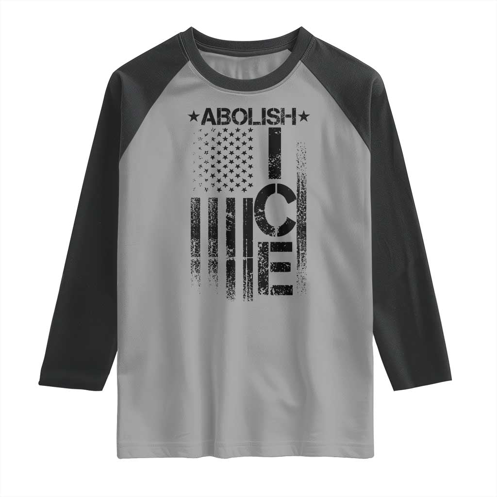 Abolish ICE Raglan Shirt Vintage American Flag