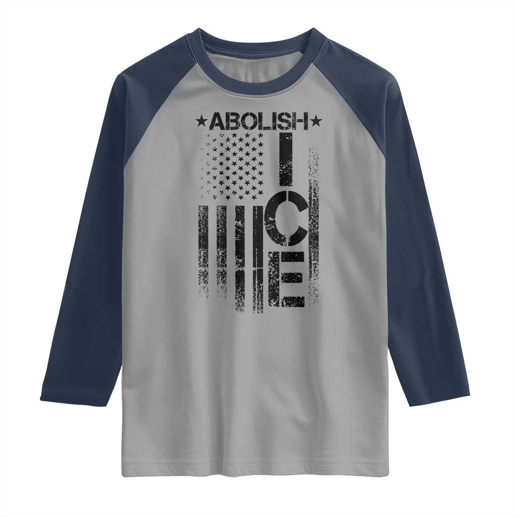 Abolish ICE Raglan Shirt Vintage American Flag