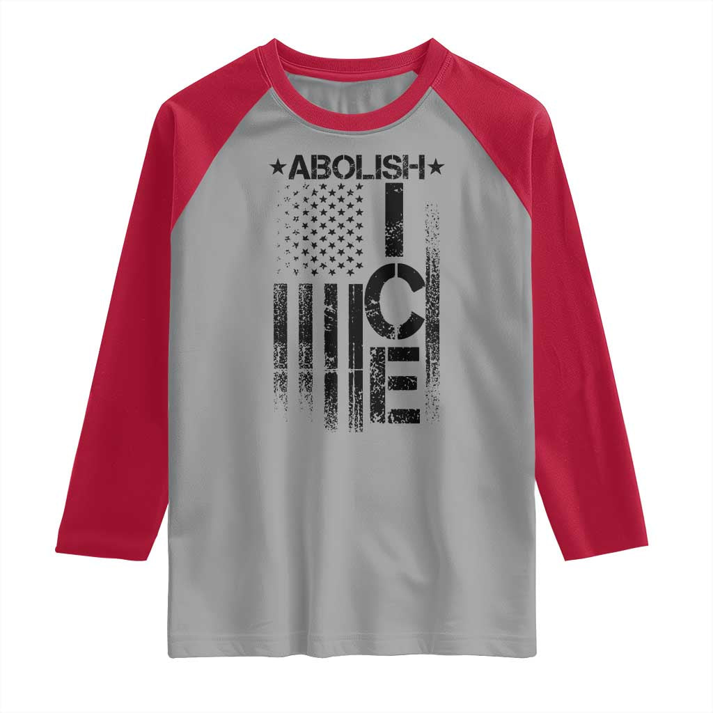 Abolish ICE Raglan Shirt Vintage American Flag
