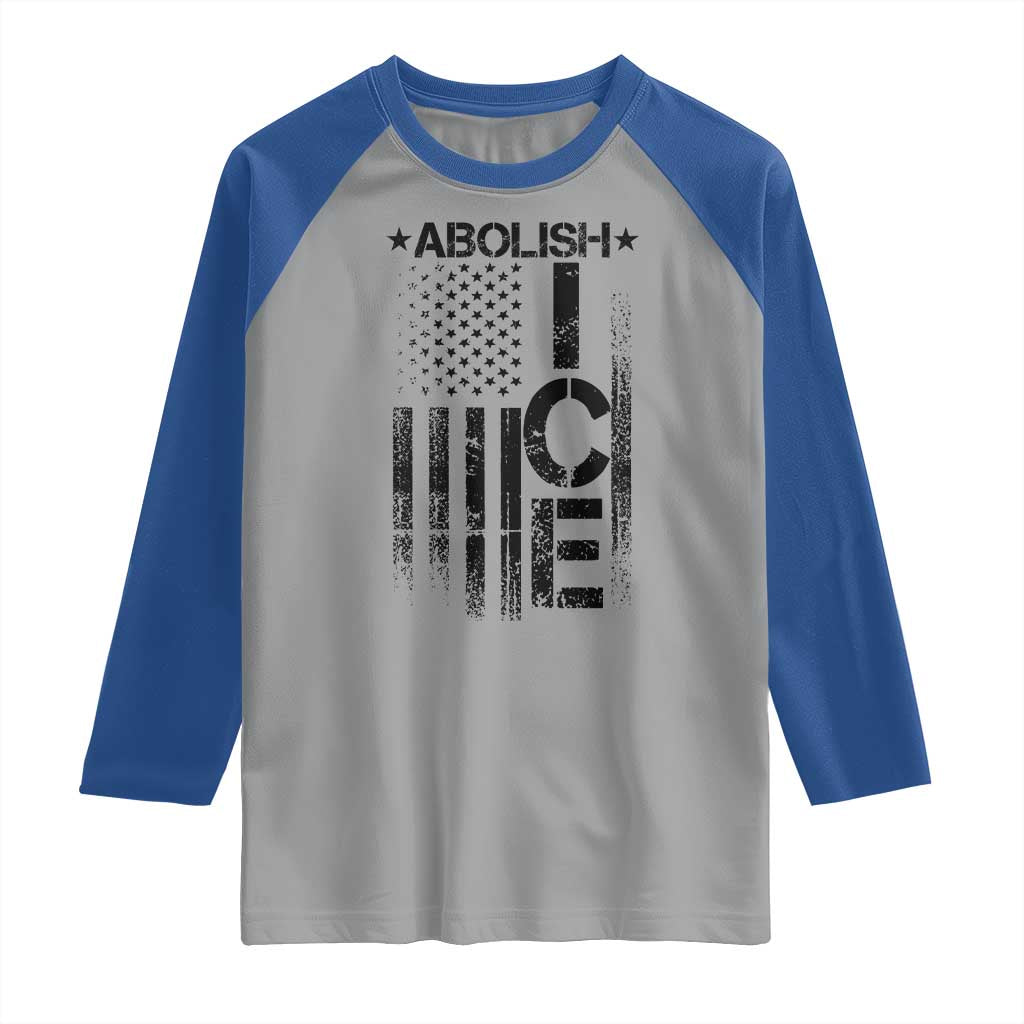 Abolish ICE Raglan Shirt Vintage American Flag