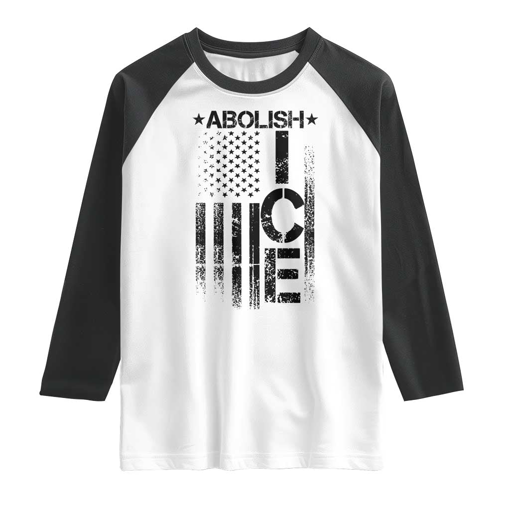 Abolish ICE Raglan Shirt Vintage American Flag