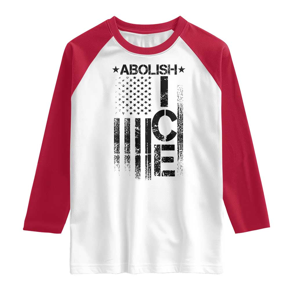 Abolish ICE Raglan Shirt Vintage American Flag