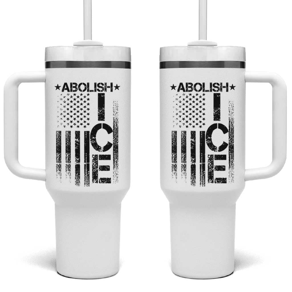 Abolish ICE Tumbler With Handle Vintage American Flag