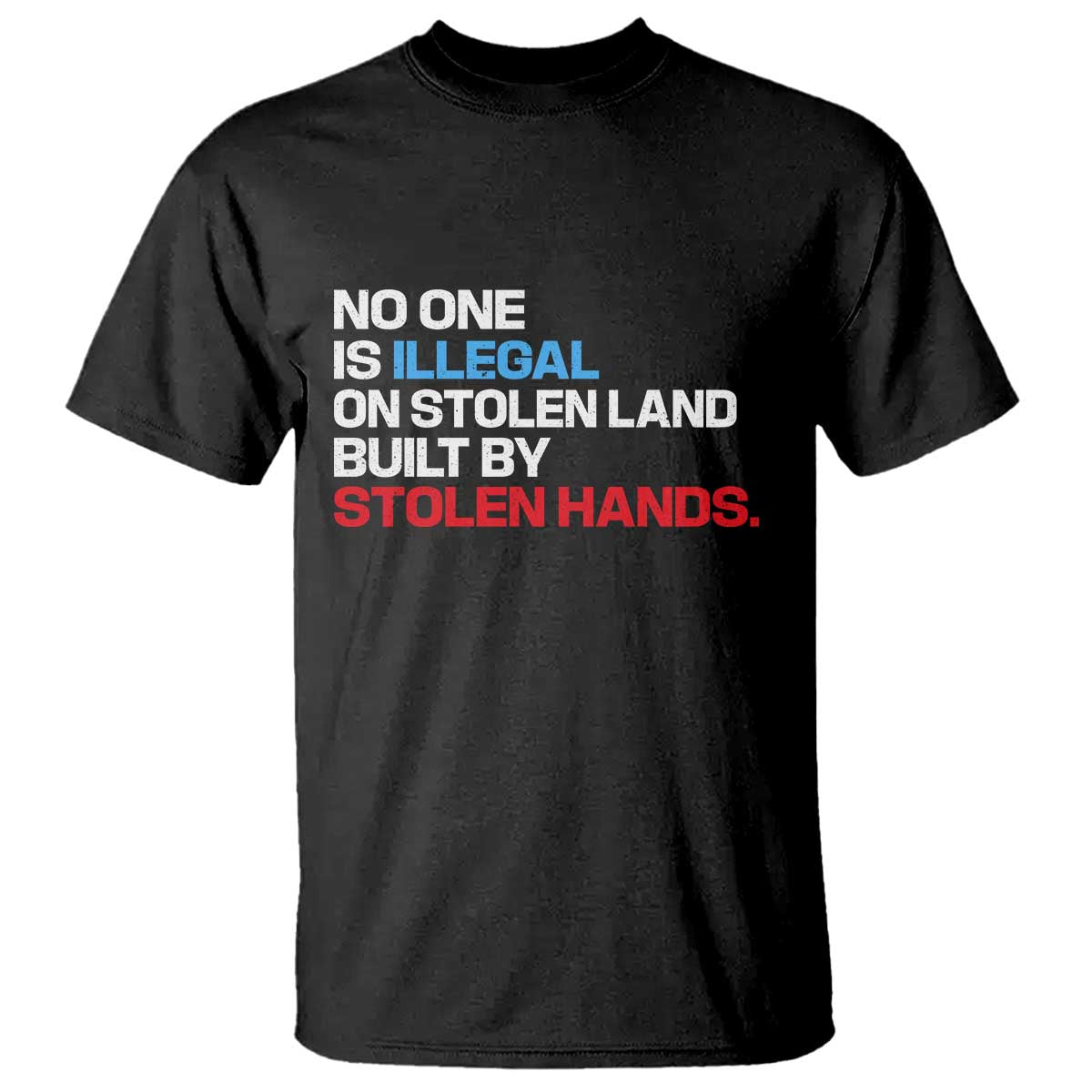 No One Is Illegal On Stolen Land T Shirt Built by Stolen Hands