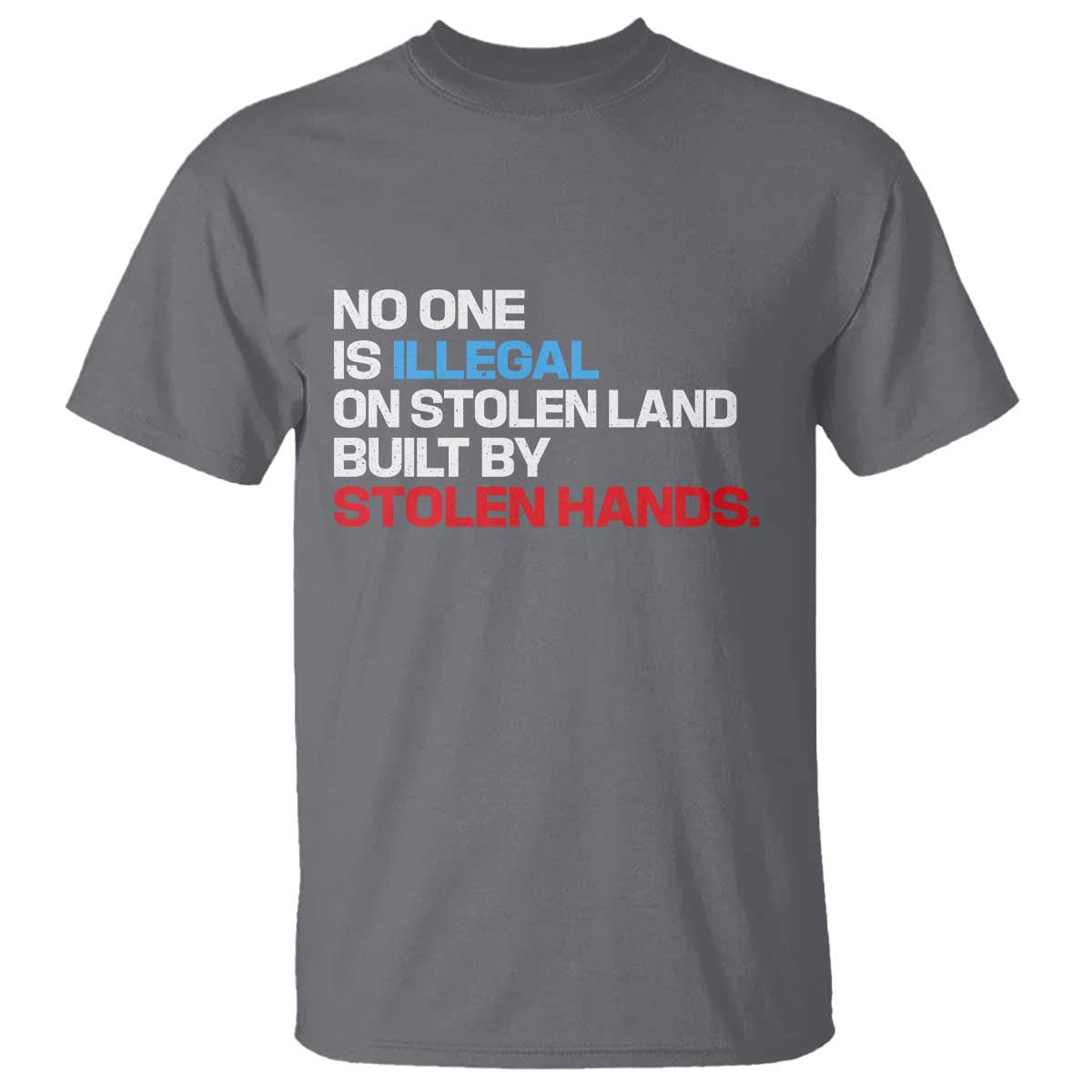 No One Is Illegal On Stolen Land T Shirt Built by Stolen Hands