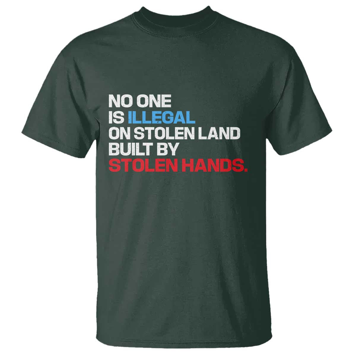 No One Is Illegal On Stolen Land T Shirt Built by Stolen Hands