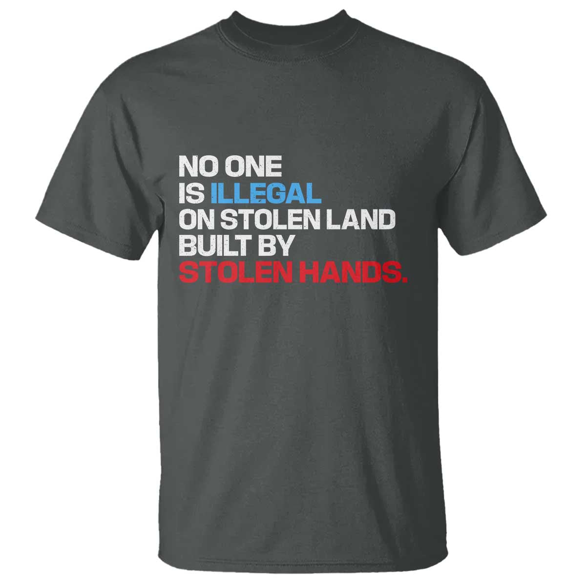 No One Is Illegal On Stolen Land T Shirt Built by Stolen Hands