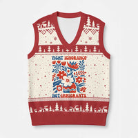 Protest Immigrant V-Neck Knit Sweater Vest Fight Ignorance Not Immigrants