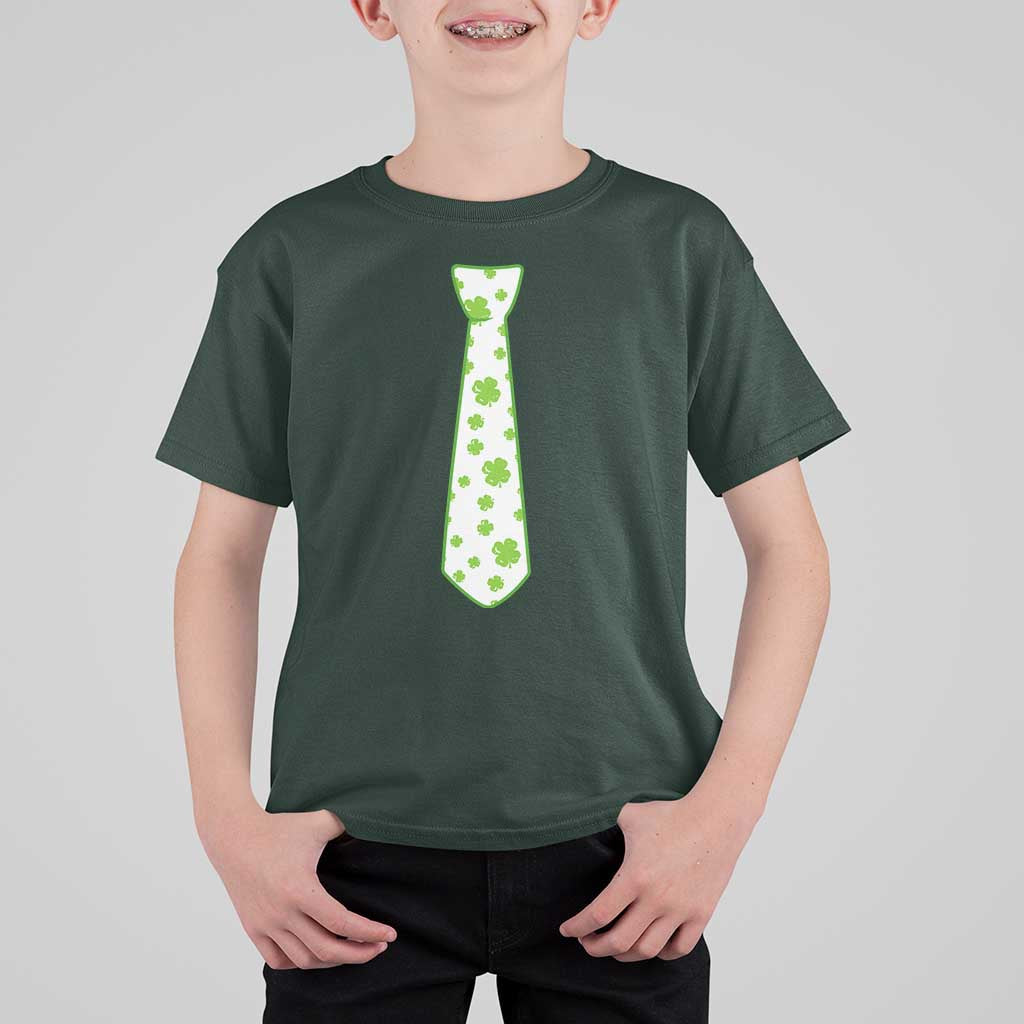 Shamrocks Tie T Shirt For Kid Kids St Patricks Day Costume Party Humor