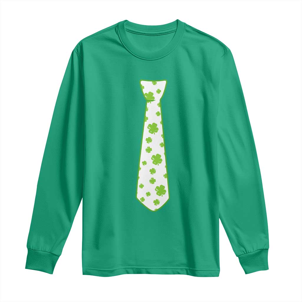 Shamrocks Tie Long Sleeve Shirt Kids St Patricks Day Costume Party Humor
