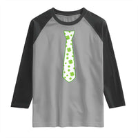 Shamrocks Tie Raglan Shirt Kids St Patricks Day Costume Party Humor