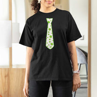 Shamrocks Tie T Shirt For Women Kids St Patricks Day Costume Party Humor