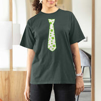 Shamrocks Tie T Shirt For Women Kids St Patricks Day Costume Party Humor