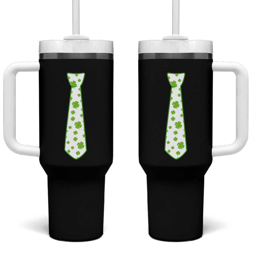 Shamrocks Tie Tumbler With Handle Kids St Patricks Day Costume Party Humor