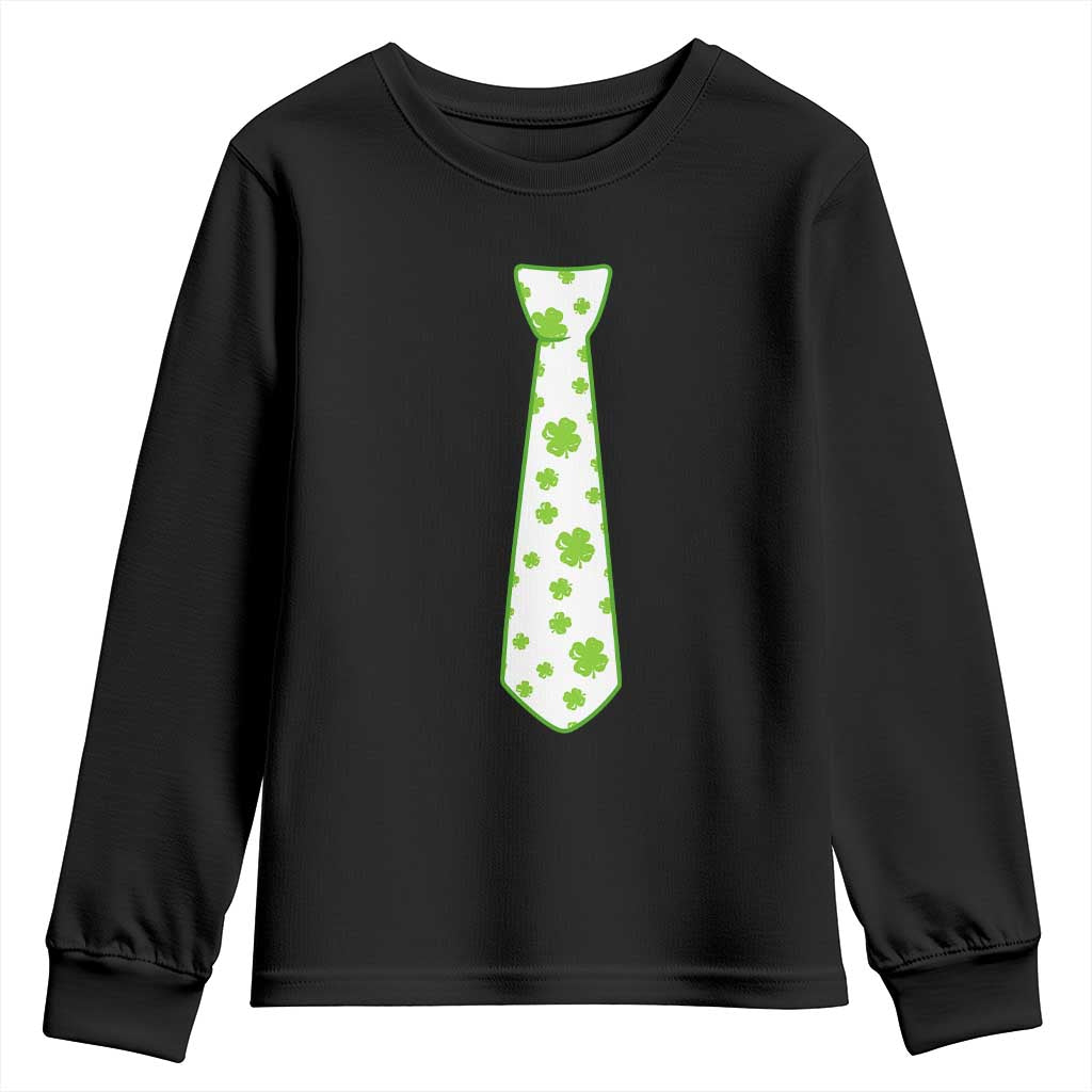 Shamrocks Tie Youth Sweatshirt Kids St Patricks Day Costume Party Humor