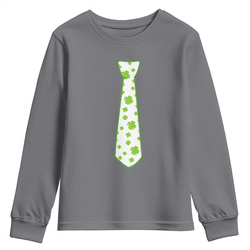 Shamrocks Tie Youth Sweatshirt Kids St Patricks Day Costume Party Humor