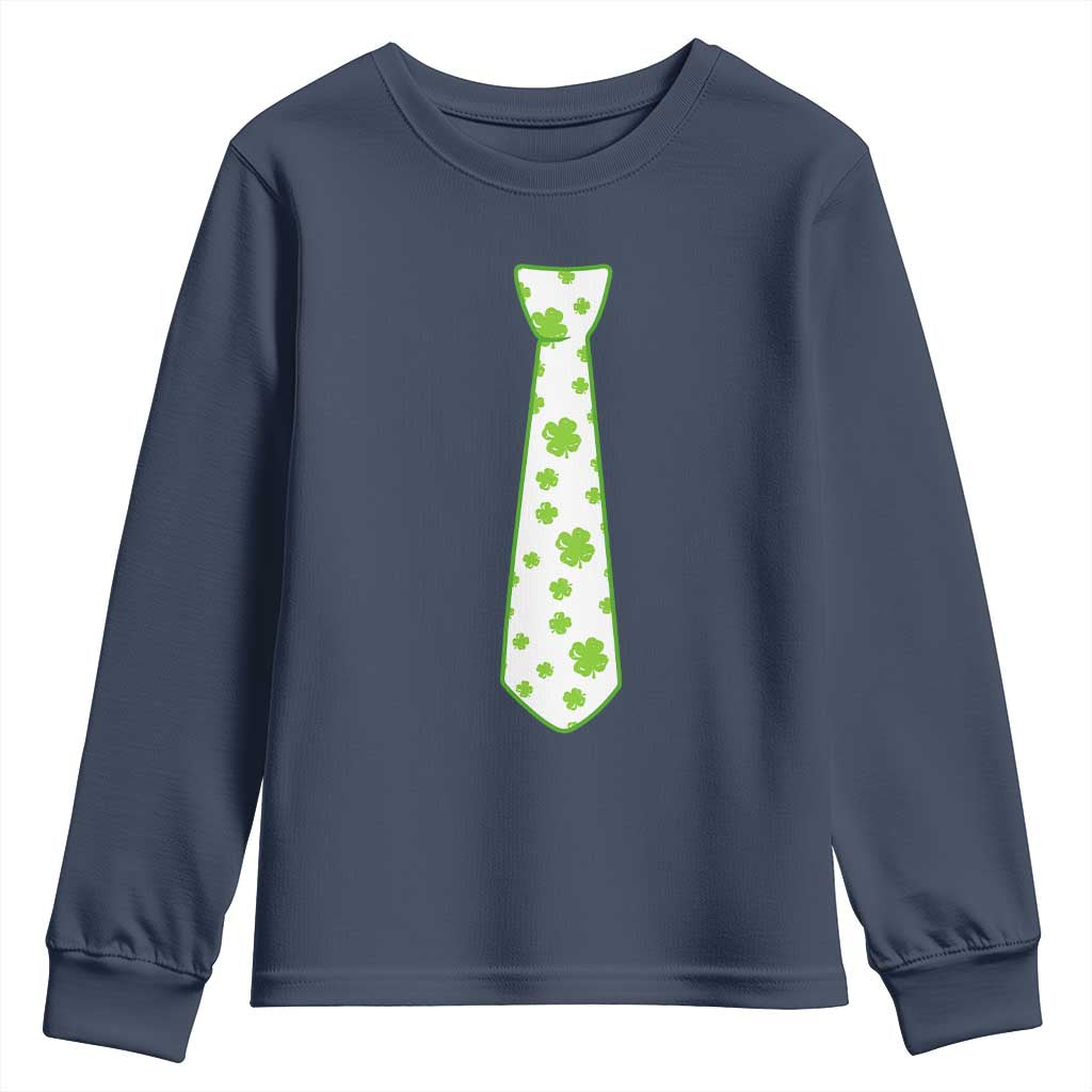 Shamrocks Tie Youth Sweatshirt Kids St Patricks Day Costume Party Humor