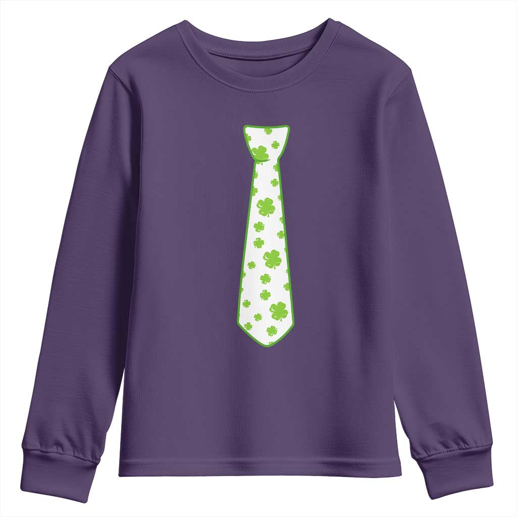 Shamrocks Tie Youth Sweatshirt Kids St Patricks Day Costume Party Humor