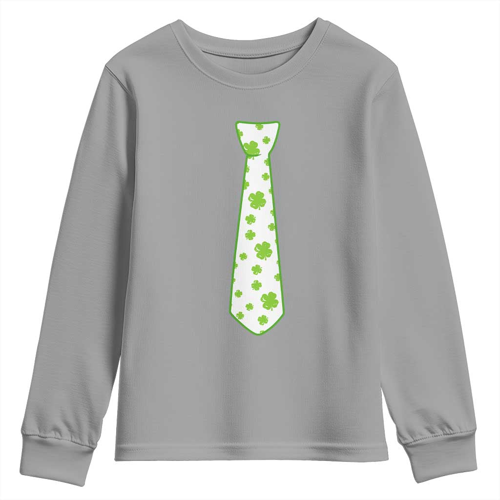 Shamrocks Tie Youth Sweatshirt Kids St Patricks Day Costume Party Humor