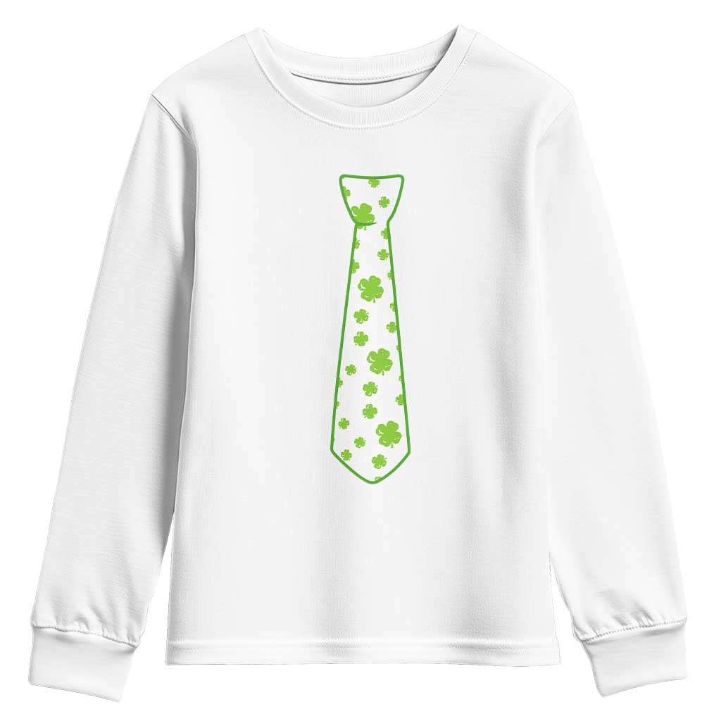 Shamrocks Tie Youth Sweatshirt Kids St Patricks Day Costume Party Humor