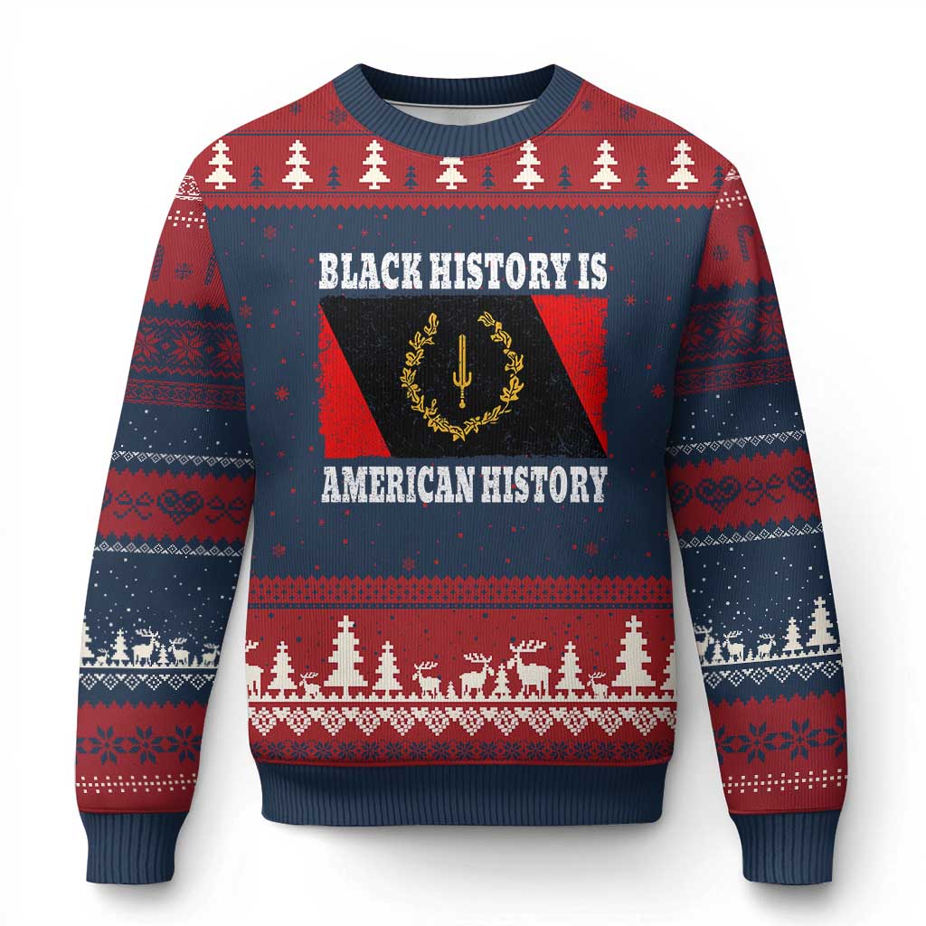 Black History Is American History Ugly Christmas Sweater Afro African Black American Heritage Flag