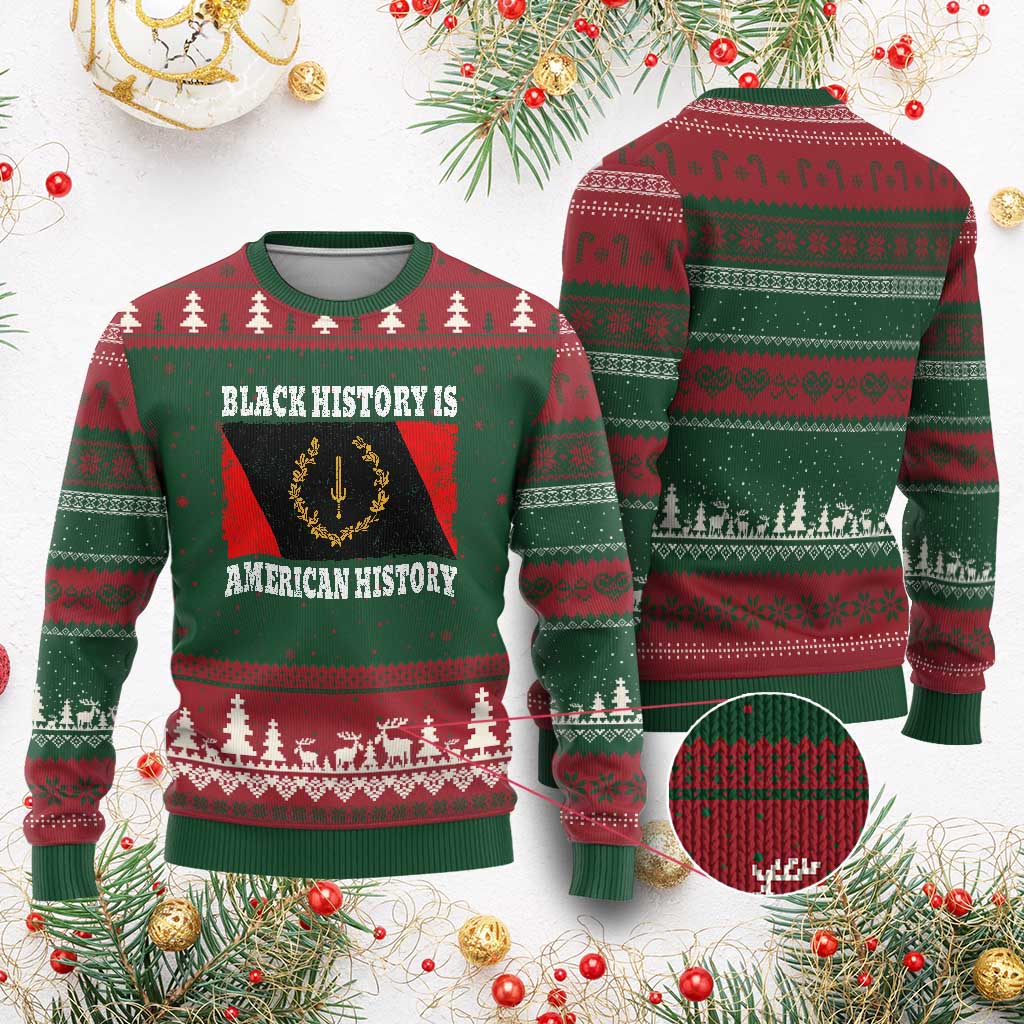 Black History Is American History Ugly Christmas Sweater Afro African Black American Heritage Flag