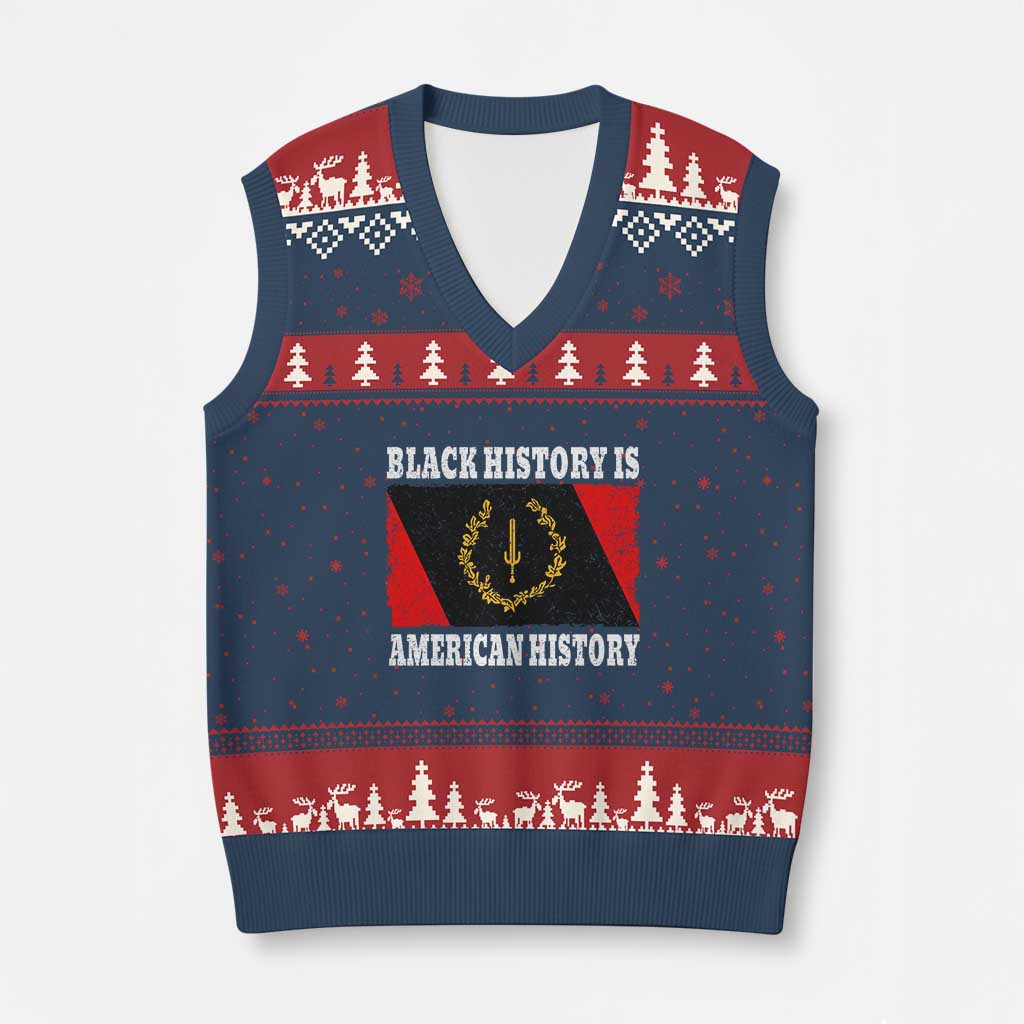 Black History Is American History V-Neck Knit Sweater Vest Afro African Black American Heritage Flag