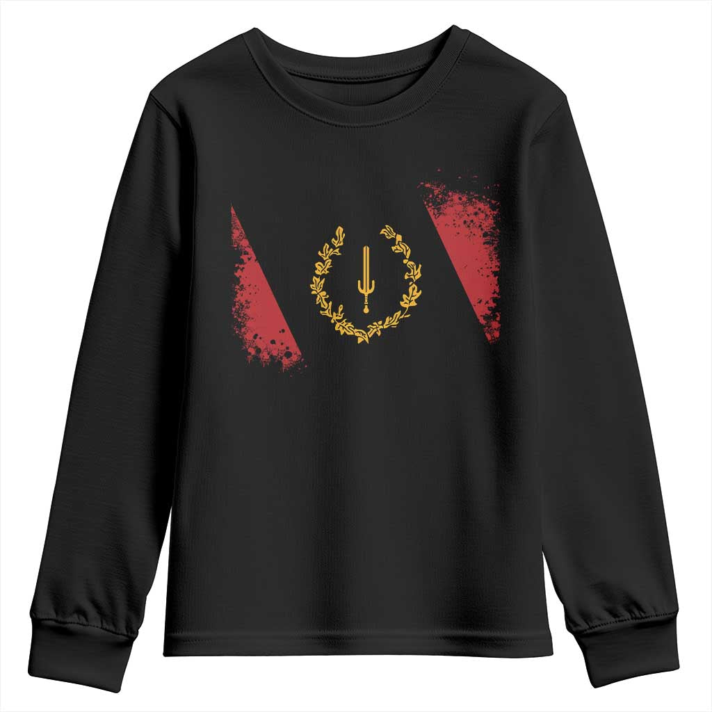 Black American Heritage Flag Youth Sweatshirt Vintage Watercolor Afro African Black History Month