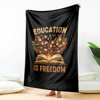 Black History Education Is Freedom Throw Blanket Retro Books Afro African American Heritage