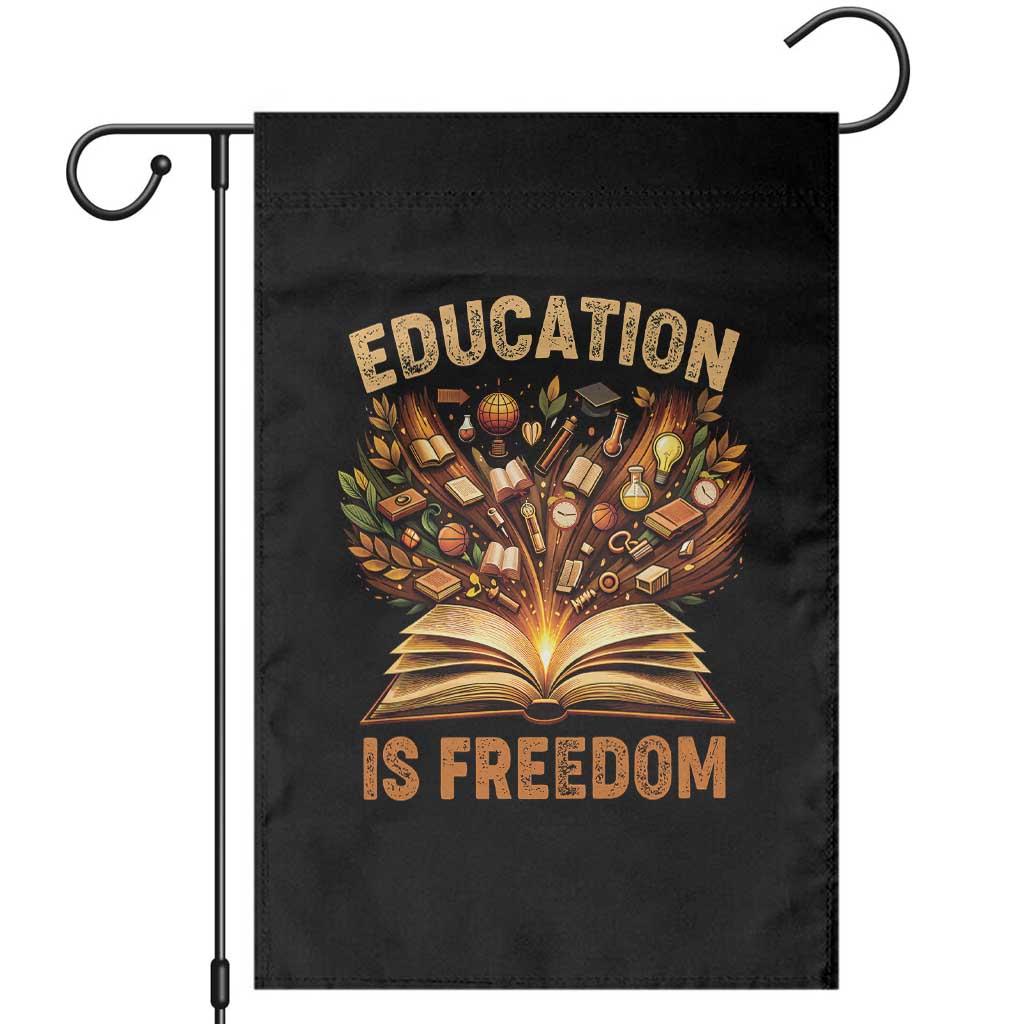 Black History Education Is Freedom Garden Flag Retro Books Afro African American Heritage