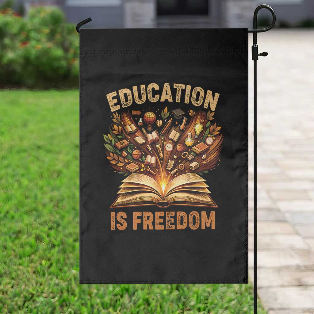Black History Education Is Freedom Garden Flag Retro Books Afro African American Heritage