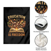 Black History Education Is Freedom Garden Flag Retro Books Afro African American Heritage