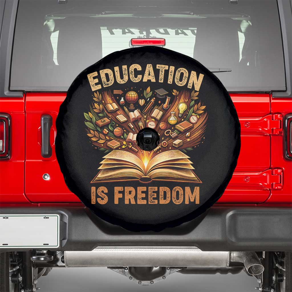 Black History Education Is Freedom Spare Tire Cover Retro Books Afro African American Heritage