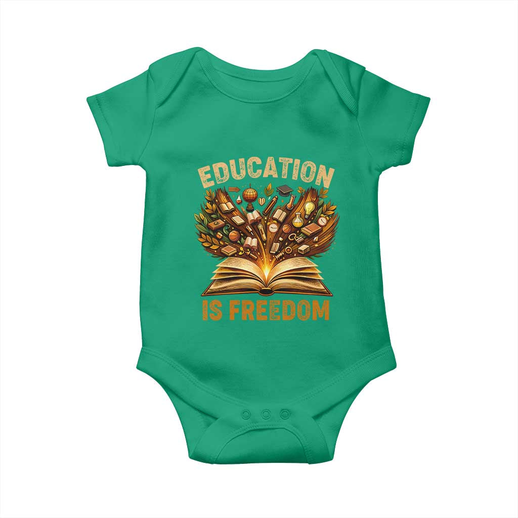 Black History Education Is Freedom Baby Onesie Retro Books Afro African American Heritage