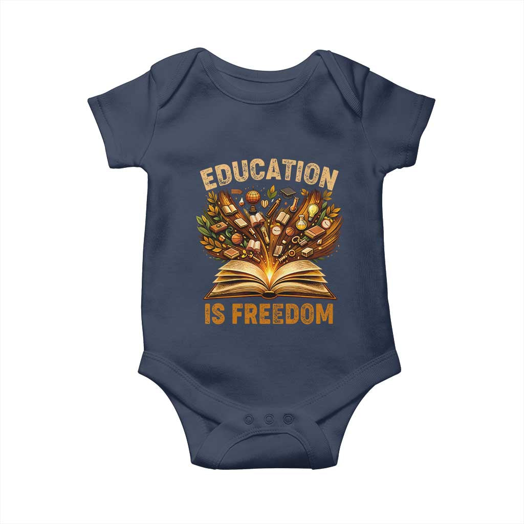 Black History Education Is Freedom Baby Onesie Retro Books Afro African American Heritage