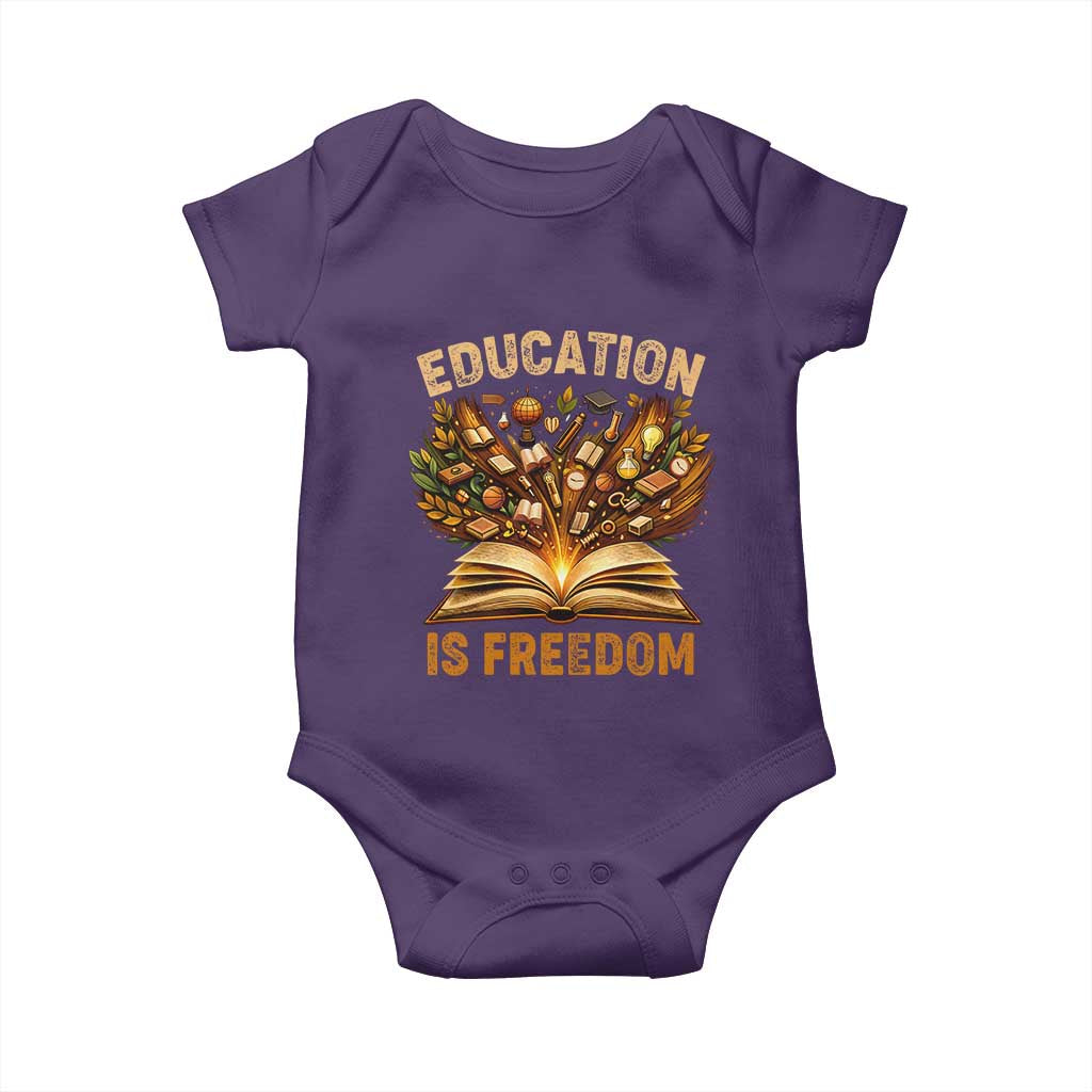 Black History Education Is Freedom Baby Onesie Retro Books Afro African American Heritage