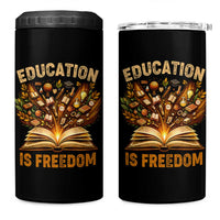 Black History Education Is Freedom 4 in 1 Can Cooler Tumbler Retro Books Afro African American Heritage