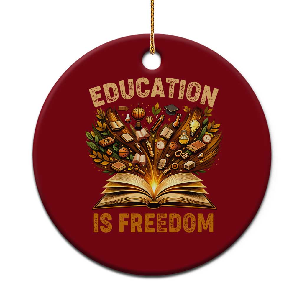 Black History Education Is Freedom Ceramic Ornament Retro Books Afro African American Heritage