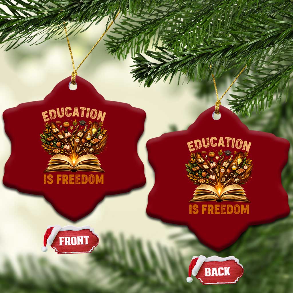 Black History Education Is Freedom Ceramic Ornament Retro Books Afro African American Heritage