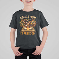 Black History Education Is Freedom T Shirt For Kid Retro Books Afro African American Heritage
