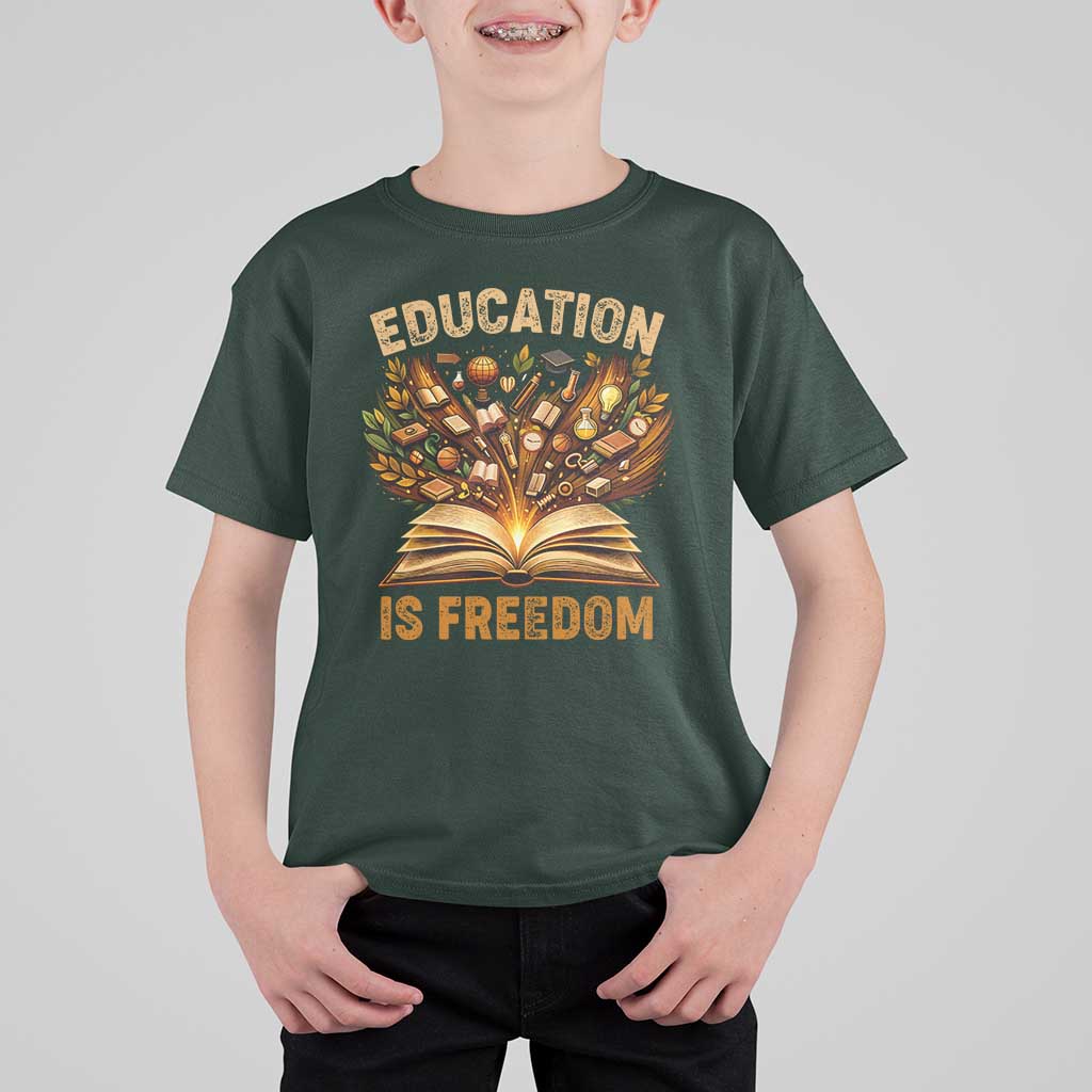 Black History Education Is Freedom T Shirt For Kid Retro Books Afro African American Heritage