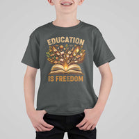 Black History Education Is Freedom T Shirt For Kid Retro Books Afro African American Heritage
