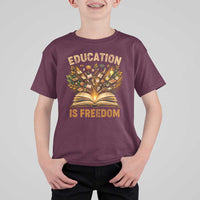 Black History Education Is Freedom T Shirt For Kid Retro Books Afro African American Heritage