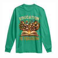 Black History Education Is Freedom Long Sleeve Shirt Retro Books Afro African American Heritage