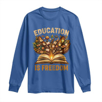 Black History Education Is Freedom Long Sleeve Shirt Retro Books Afro African American Heritage