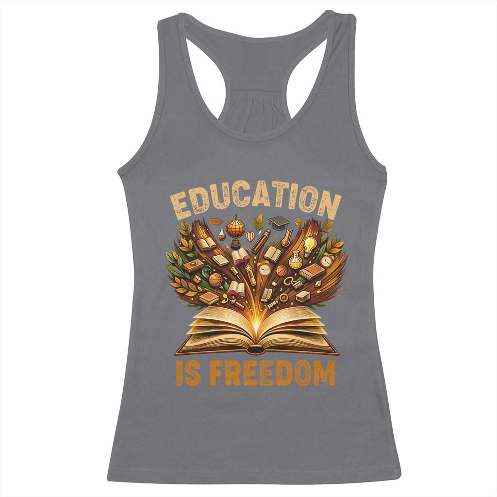 Black History Education Is Freedom Racerback Tank Top Retro Books Afro African American Heritage