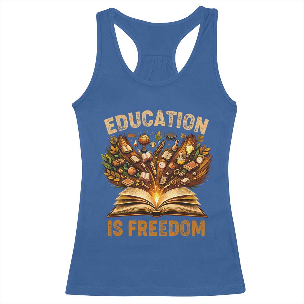 Black History Education Is Freedom Racerback Tank Top Retro Books Afro African American Heritage