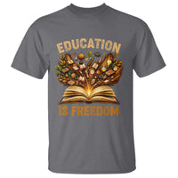 Black History Education Is Freedom T Shirt Retro Books Afro African American Heritage